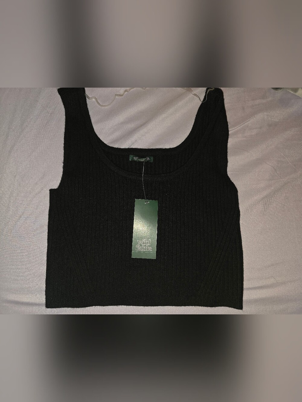 NWT Wild Fable Black Ribbed Knit Crop Tank Top Scoop Neck women S
